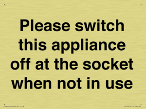Please switch this appliance off at the socket when not in use